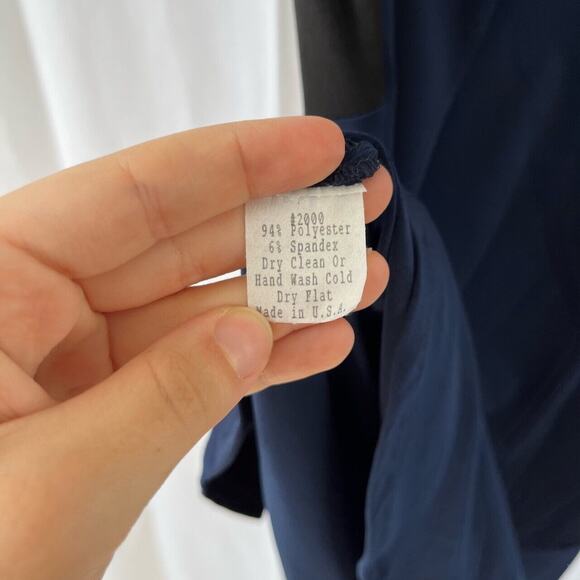 NWT ANDRIA LIEU S Farrah Tank Dress Sleeveless Flutter Hem Colorblock Blue Black - Picture 5 of 5